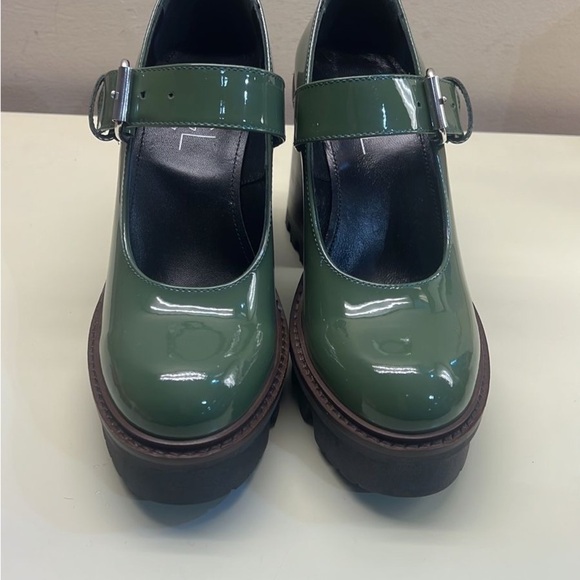 Agl Green Platform Mary Jane Shoes with Chunky Heel made in Italy - Picture 7 of 11